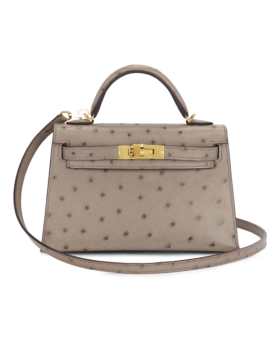 Image 1 of FWRD Renew Hermes Ostrich Kelly 20 Handbag in Gris