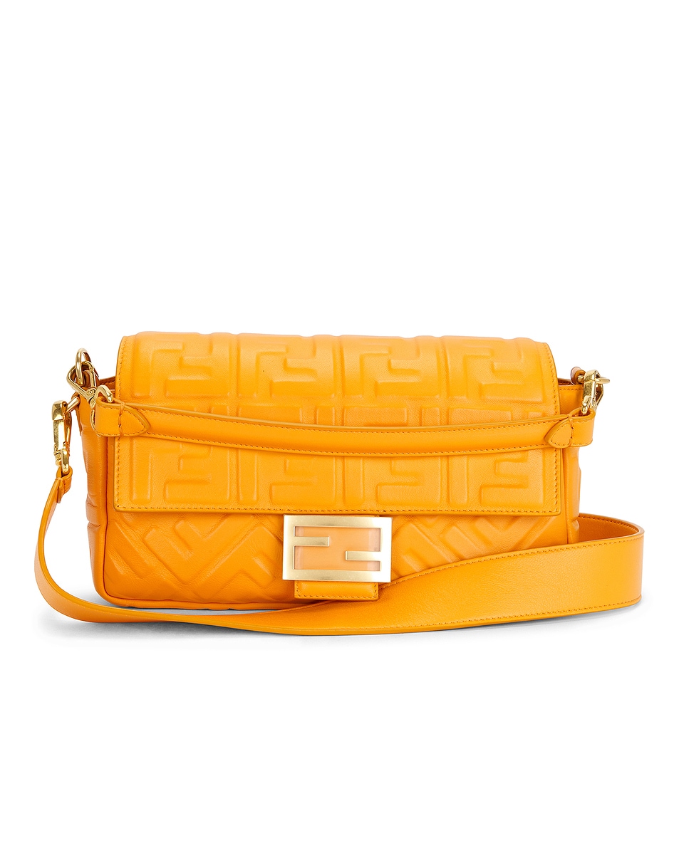 Image 1 of FWRD Renew Fendi Zucca Embossed Baguette NM Shoulder Bag in Orange