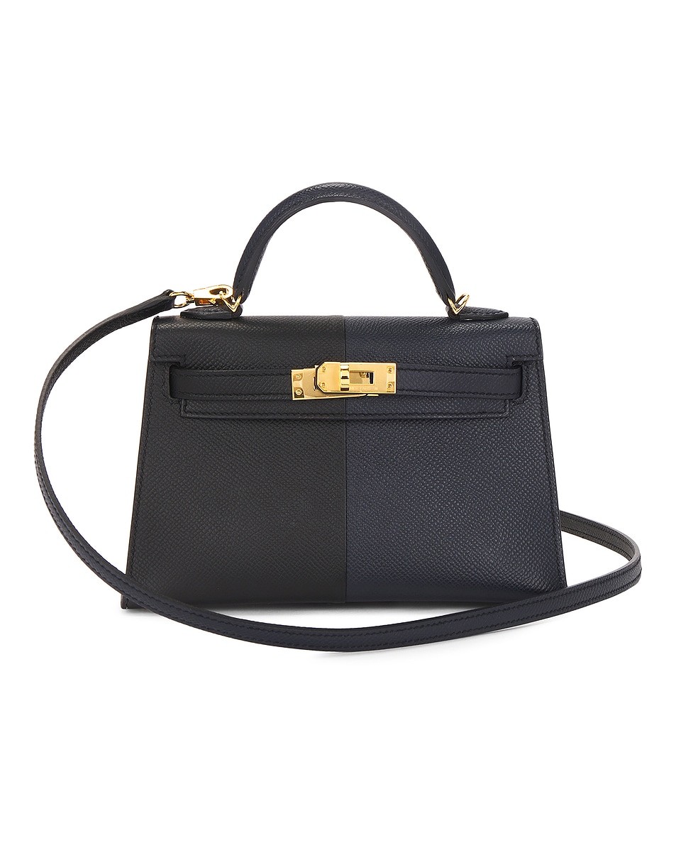 Image 1 of FWRD Renew Hermes Casaque Veau Epsom Kelly 20 Handbag in Bleu Indigo & Black