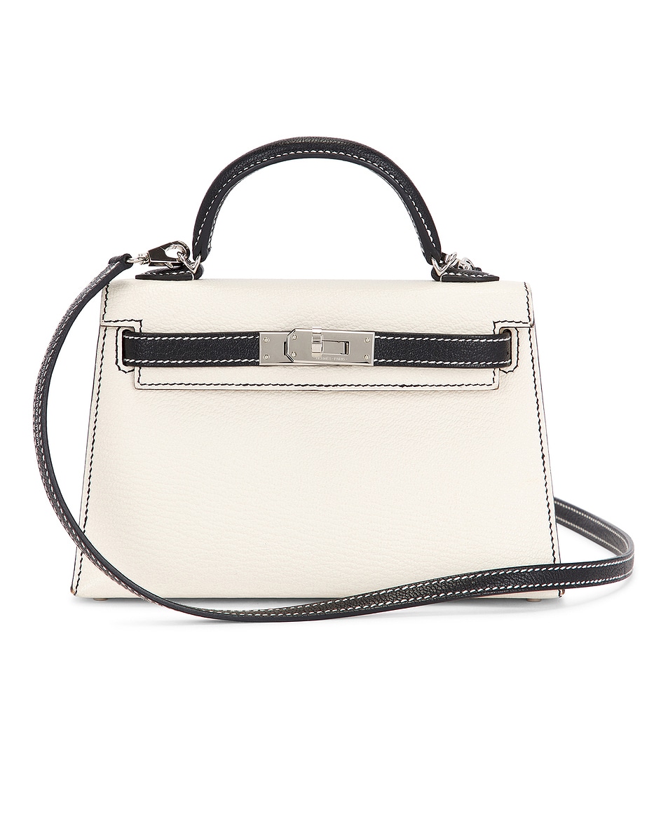 Image 1 of FWRD Renew Hermes Chevre Kelly 20 Handbag in Black & Craie