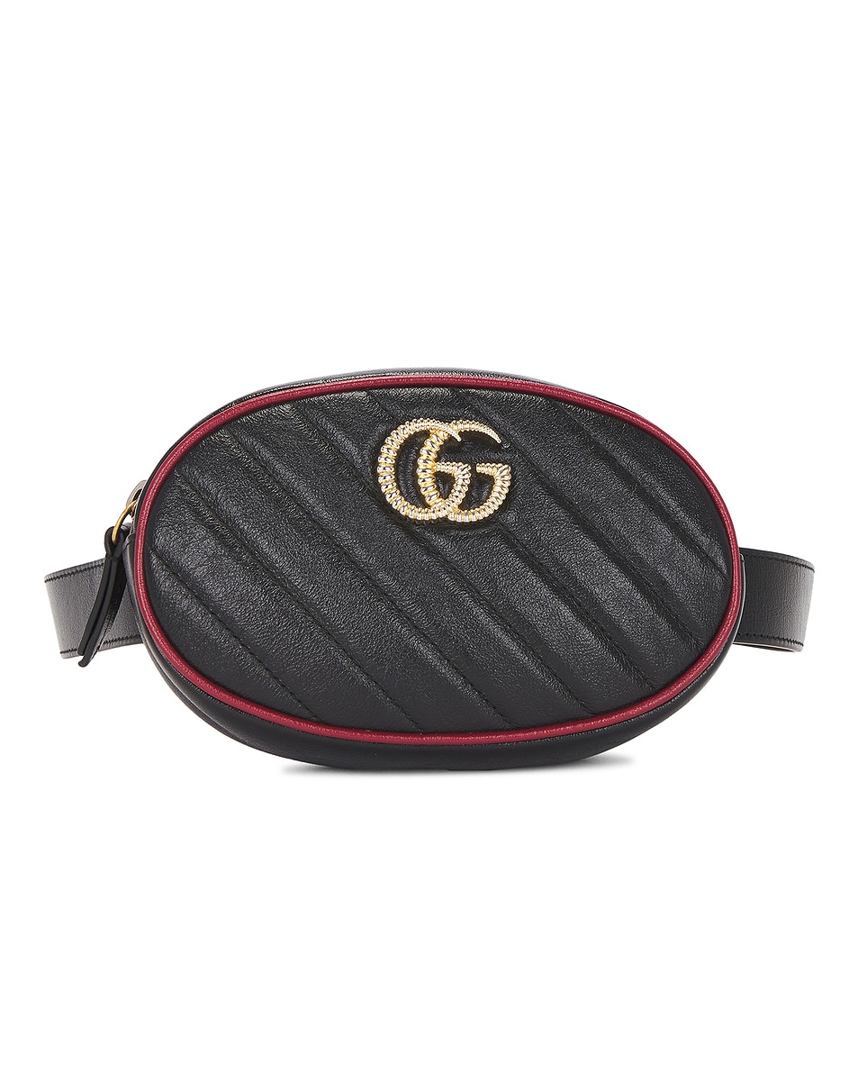 Image 1 of FWRD Renew Gucci GG Marmont Belt Bag in Black