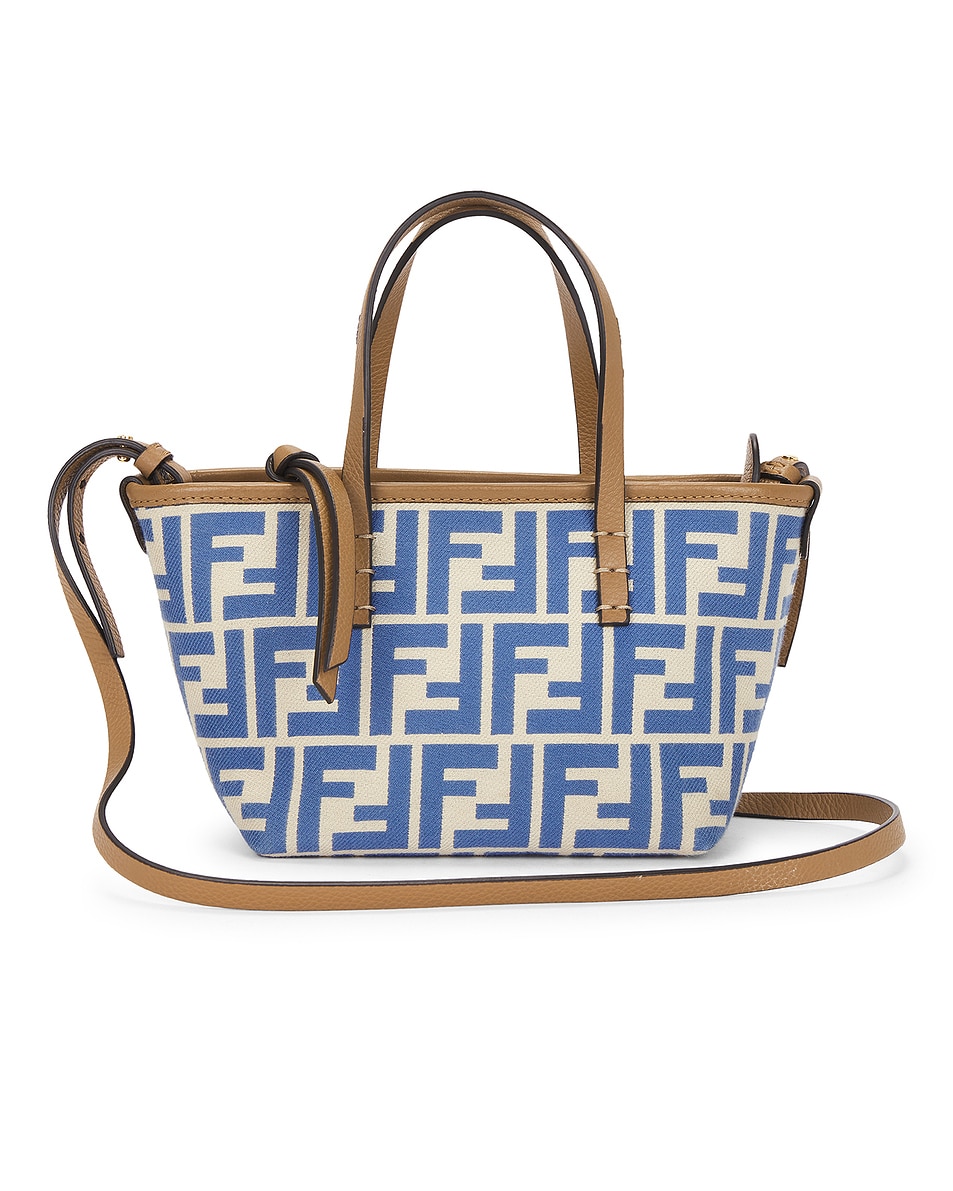 Image 1 of FWRD Renew Fendi FF Roll Mini Shopping Tote Bag in Blue