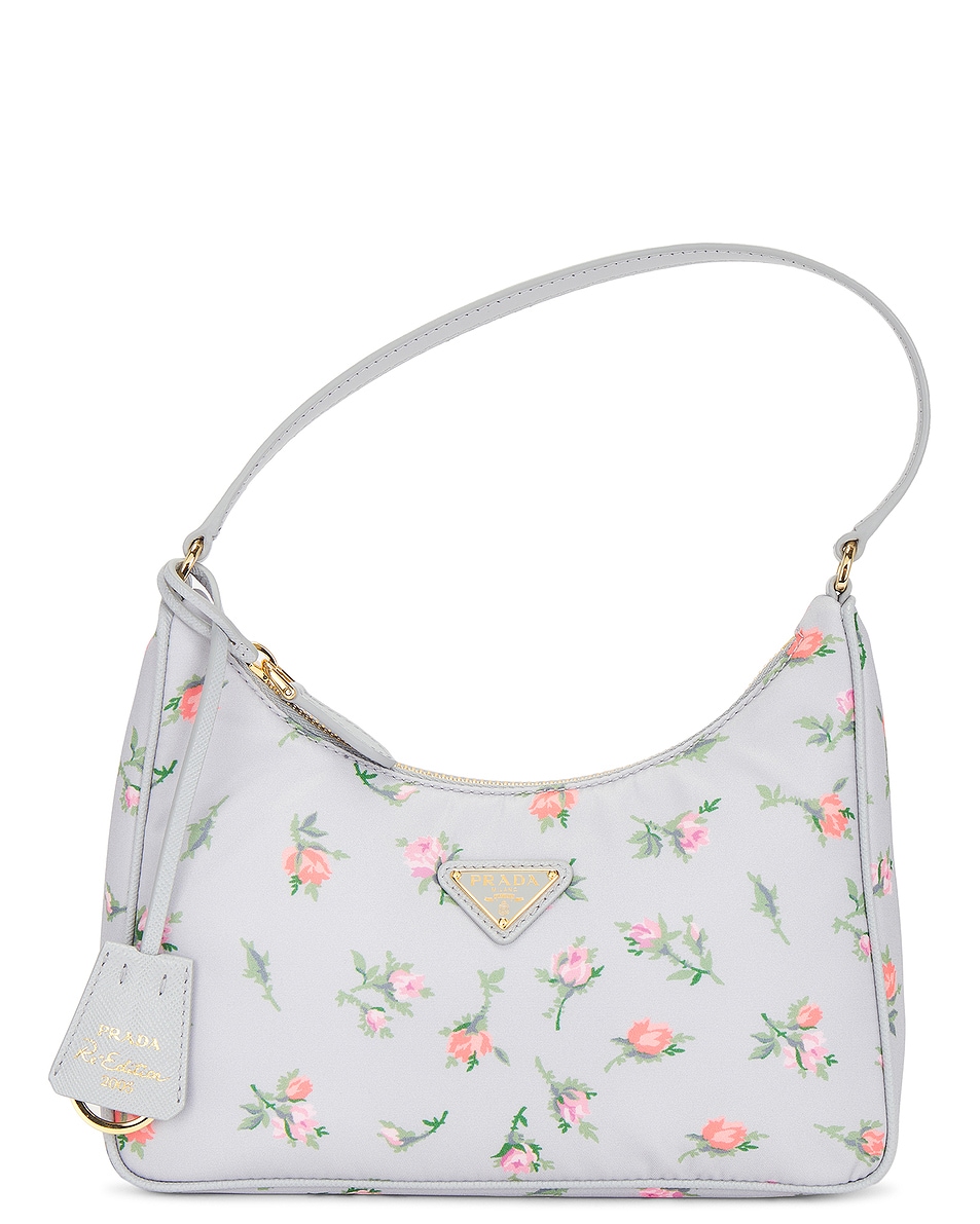 Image 1 of FWRD Renew Prada Floral Printed Re-Edition 2005 Shoulder Bag in Grey