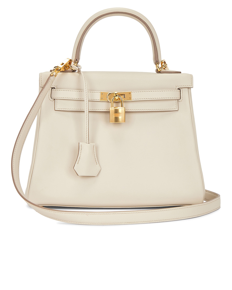 Image 1 of FWRD Renew Hermes Swift Kelly 25 Retourne Handbag in Craie