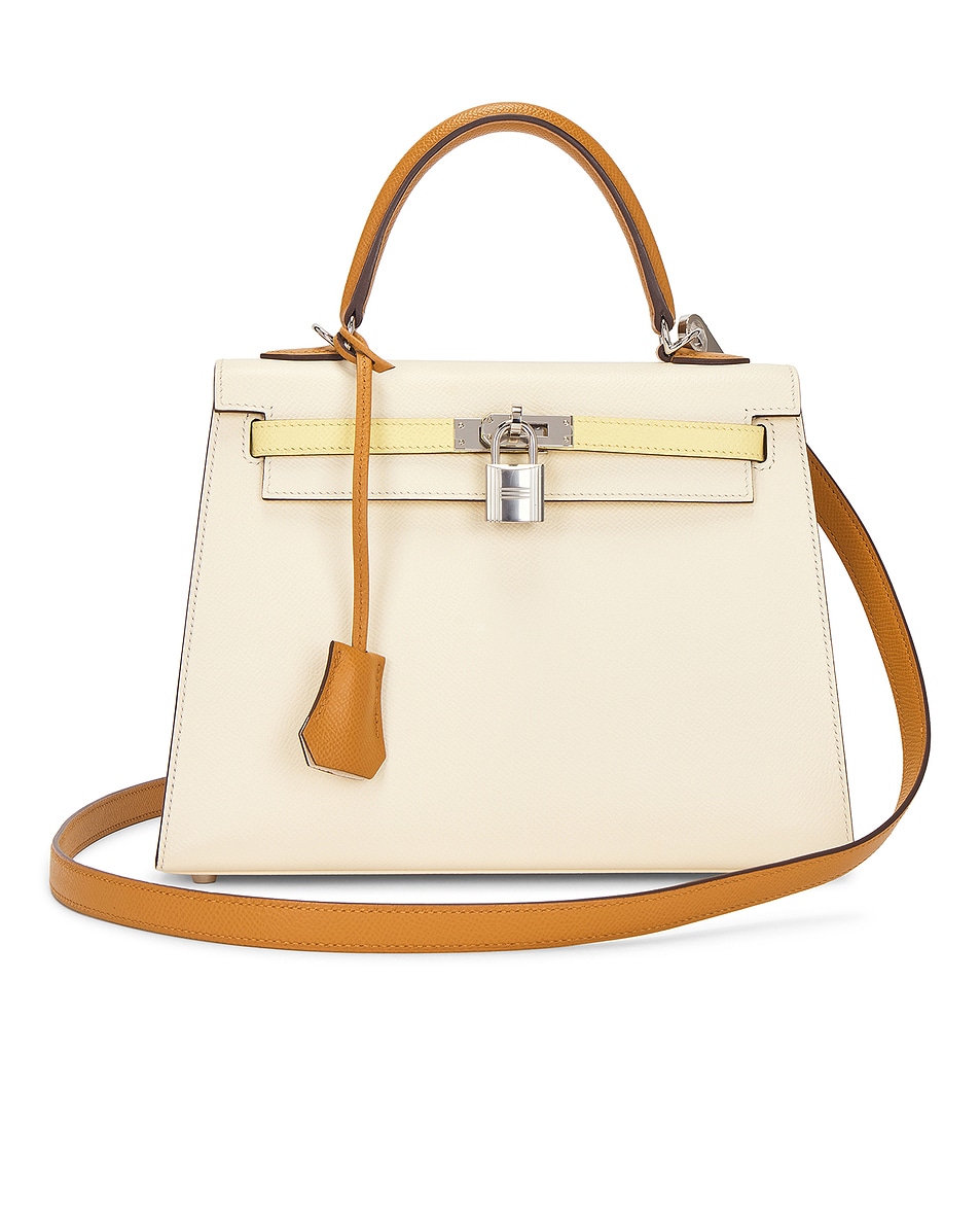 Image 1 of FWRD Renew Hermes Epsom Kelly 25 Handbag in Nata, Gold, & Tricolor