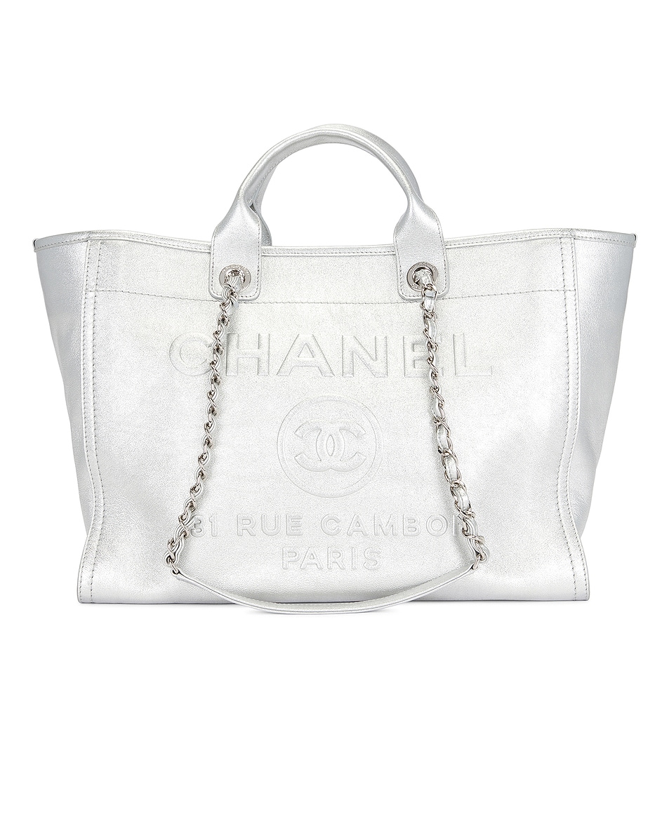 Image 1 of FWRD Renew Chanel Deauville MM Tote Bag in Silver