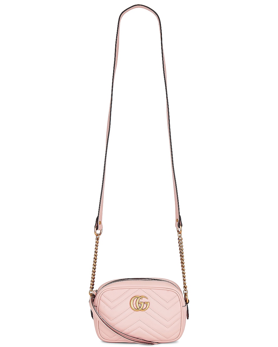 Image 1 of FWRD Renew Gucci GG Marmont Leather Shoulder Bag in Pink