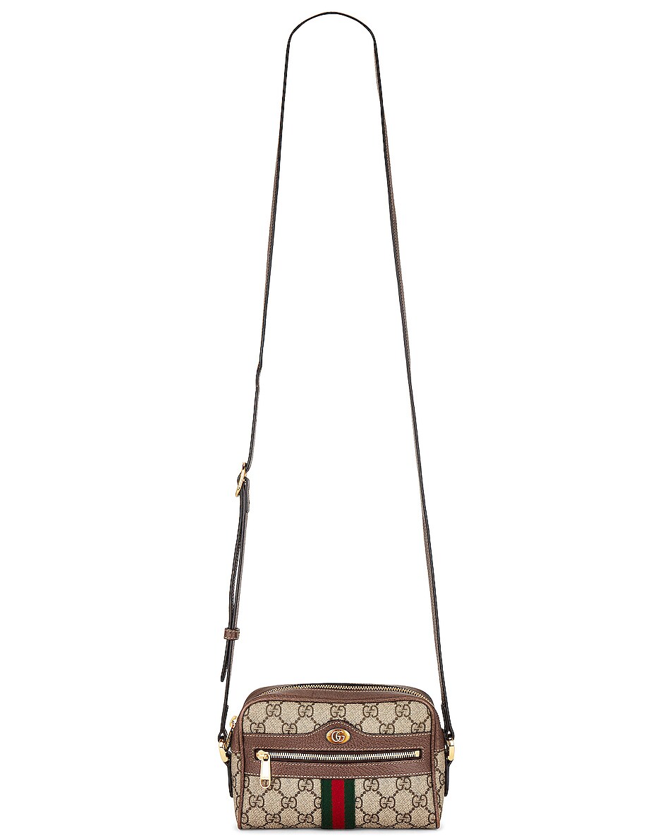 Image 1 of FWRD Renew Gucci GG Supreme Ophidia Shoulder Bag in Beige & Brown