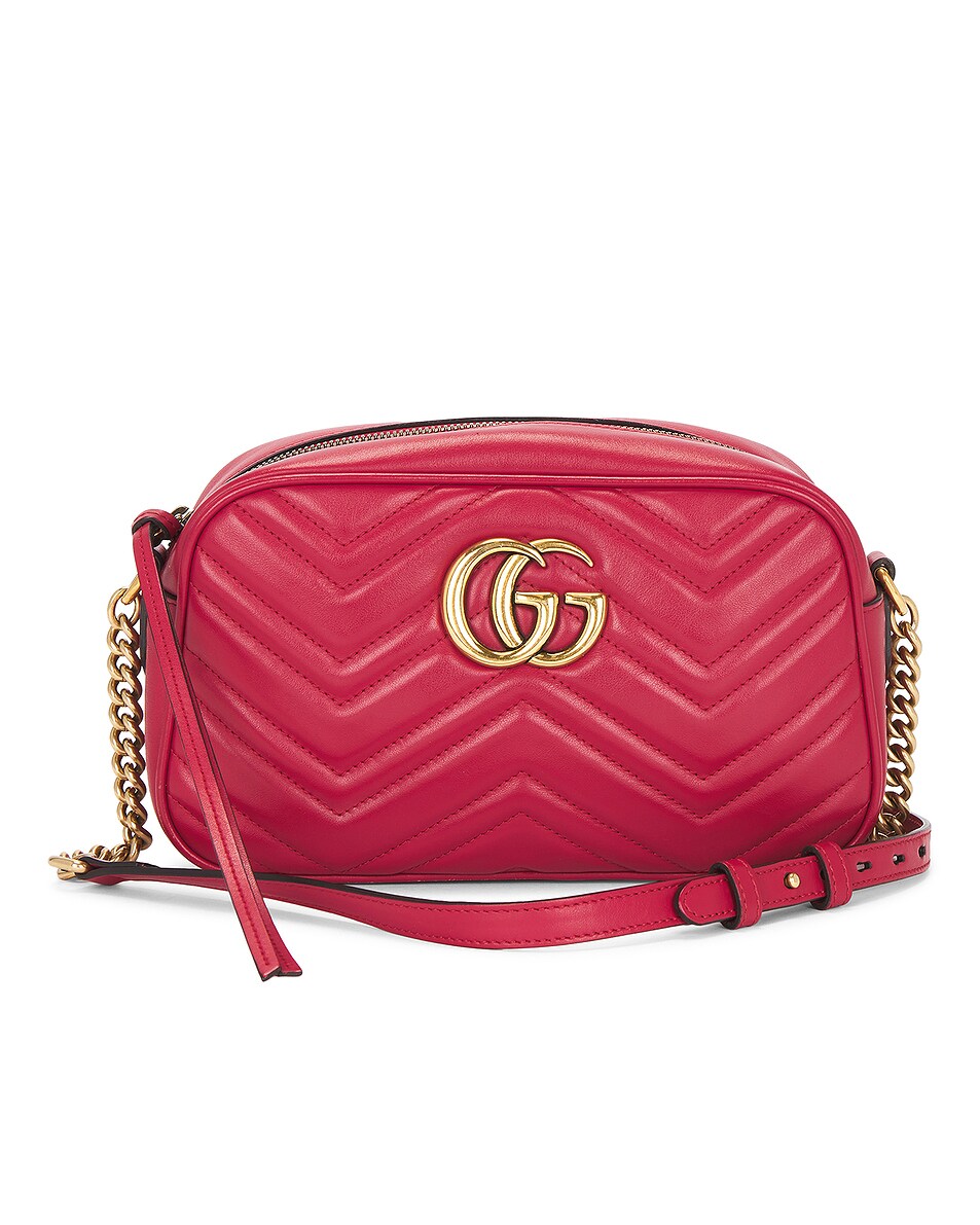 Image 1 of FWRD Renew Gucci GG Marmont Shoulder Bag in Hibiscus Red