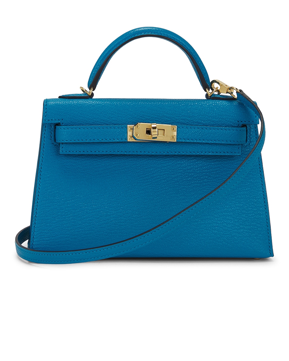 Image 1 of FWRD Renew Hermes Chevre Kelly 20 Handbag in Bleu Frieda