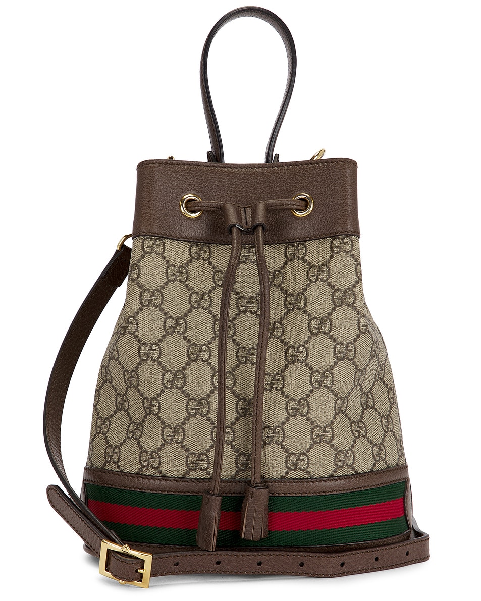 Image 1 of FWRD Renew Gucci GG Supreme Ophidia Bucket Bag in Beige