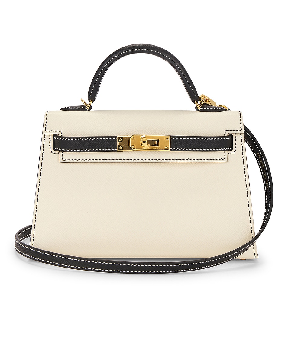 Image 1 of FWRD Renew Hermes Veau Epsom Kelly 20 Handbag in Craie & Black