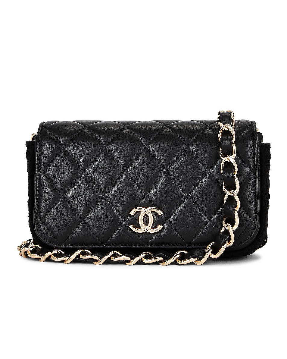 Image 1 of FWRD Renew Chanel 2021 Lambskin Matelasse CC Chain Flap Bag in Black