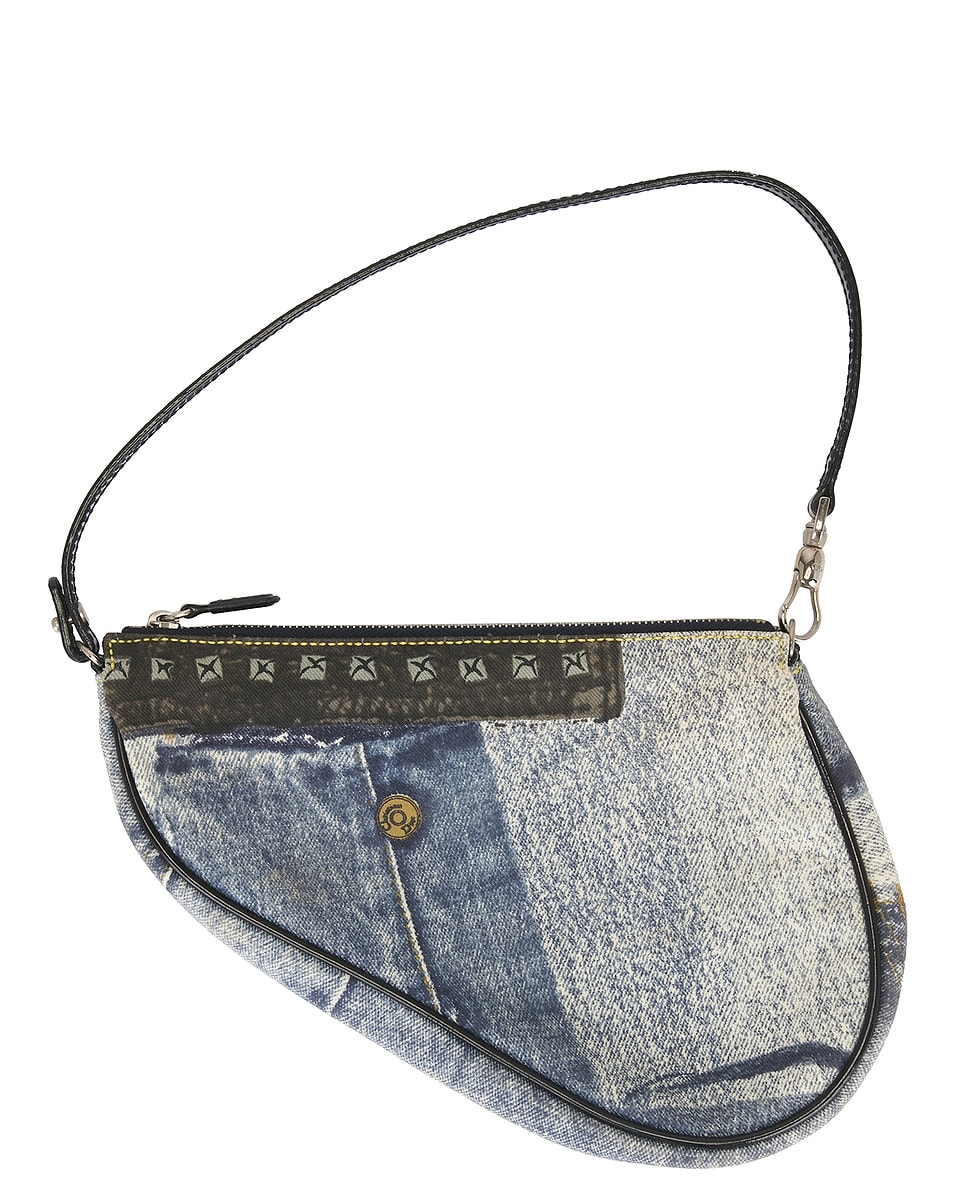 Image 1 of FWRD Renew Dior By John Galliano Vintage Pochette Saddle Bag in Blue