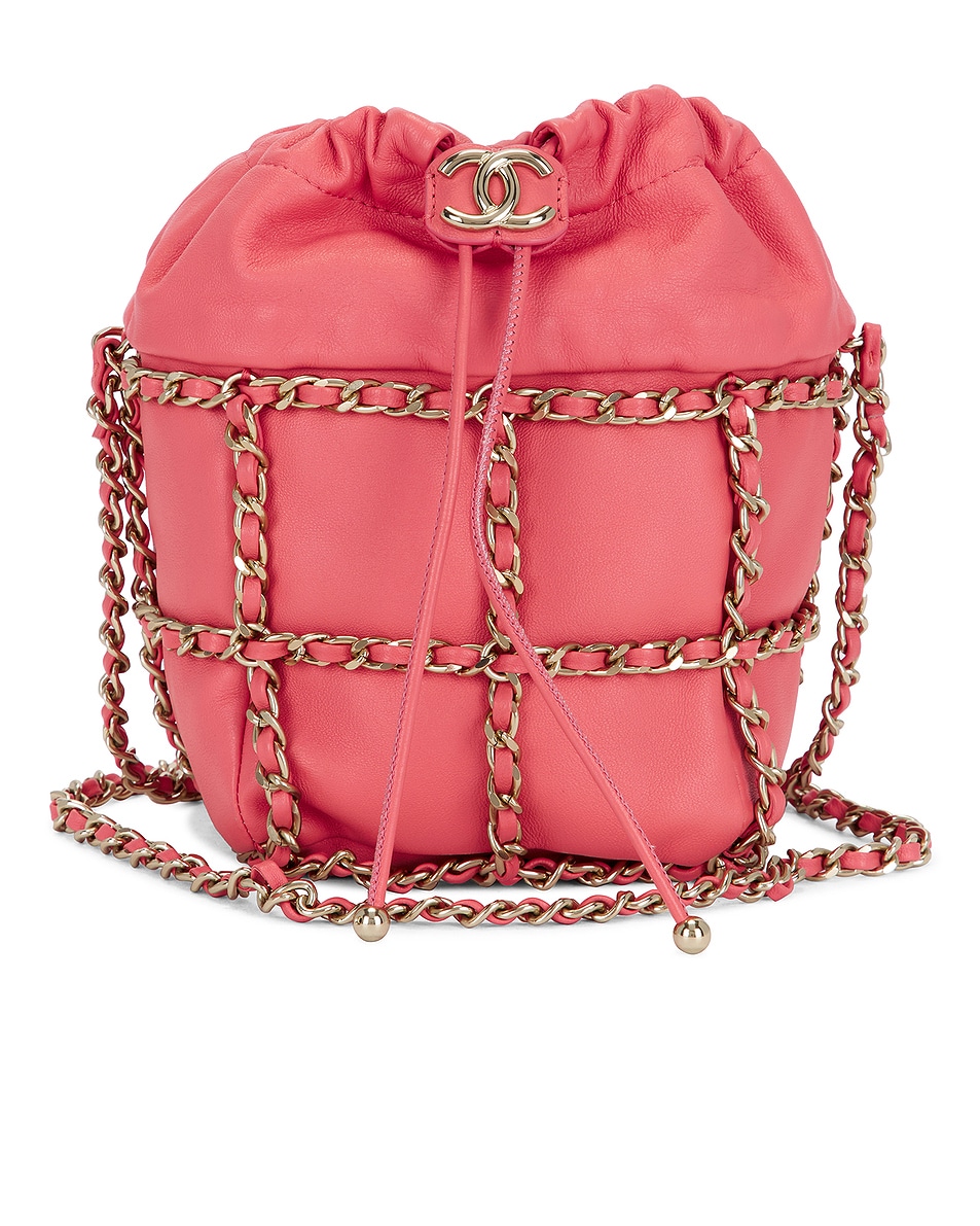 Image 1 of FWRD Renew Chanel Lambskin Chain Cage Bucket Bag in Pink