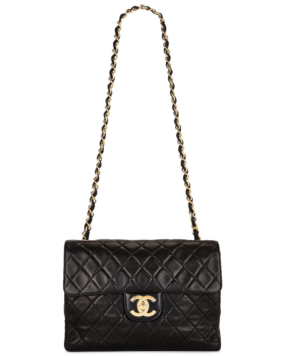 Image 1 of FWRD Renew Chanel Matelasse Lambskin Single Flap Shoulder Bag in Black
