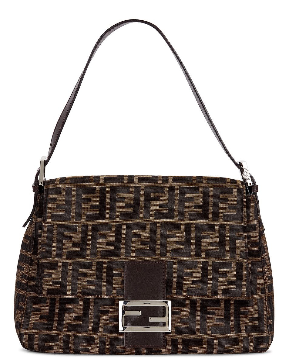 Image 1 of FWRD Renew Fendi Zucca Mama Forever Baguette Shoulder Bag in Tobacco Brown
