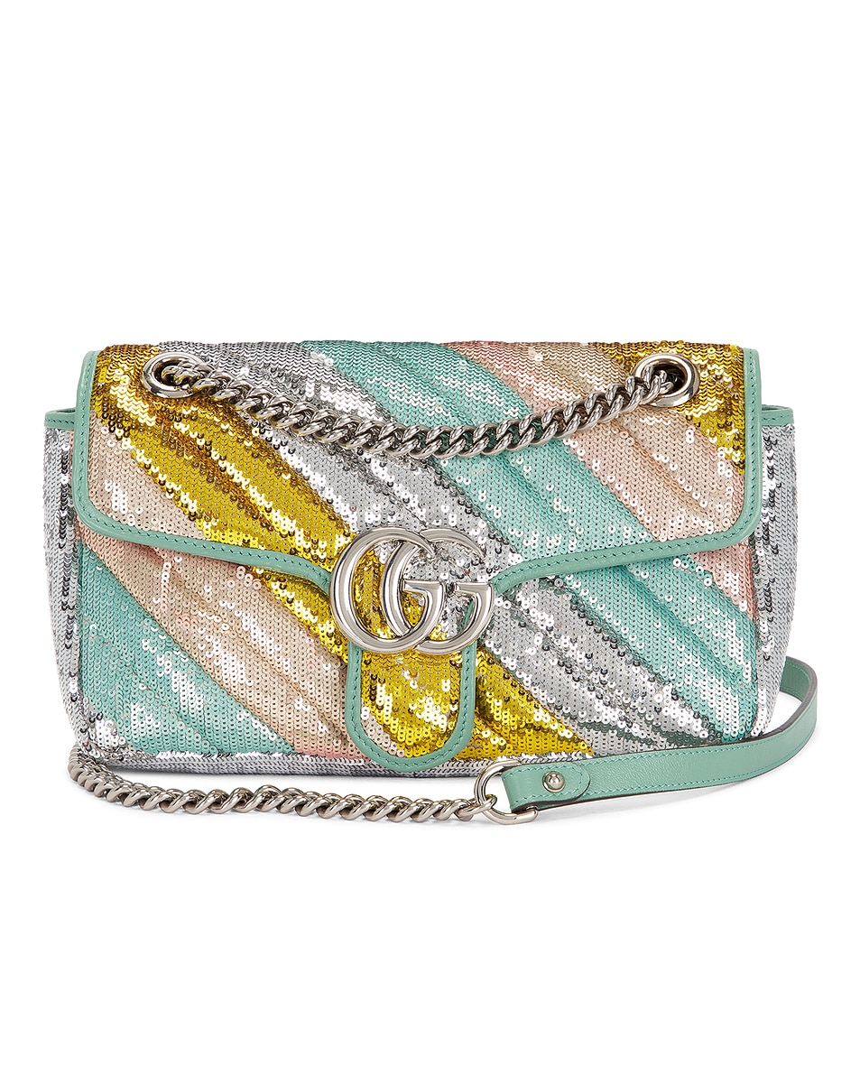 Image 1 of FWRD Renew Gucci Sequin GG Marmont Shoulder Bag in Multi
