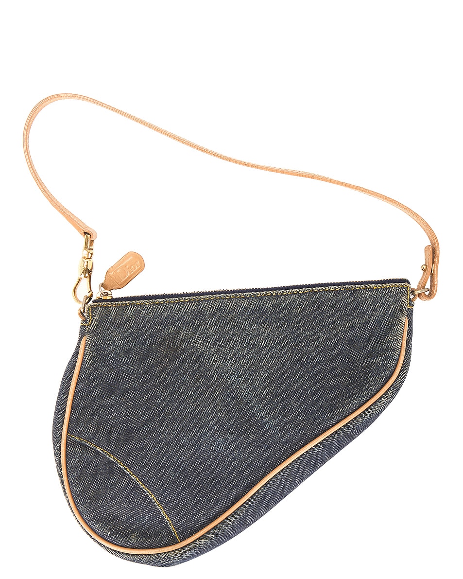 Image 1 of FWRD Renew Dior Denim Vintage Pochette Saddle Bag in Blue