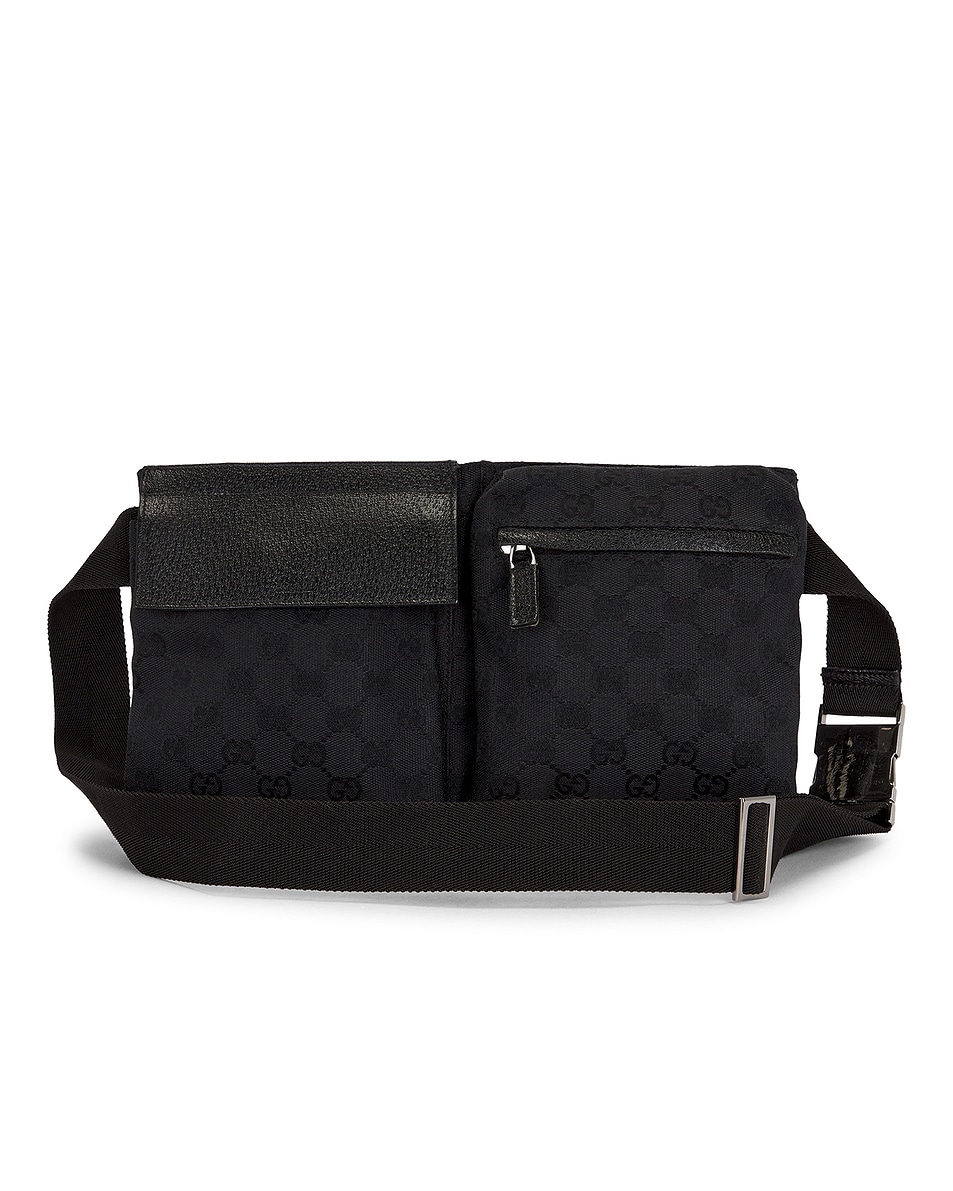 Image 1 of FWRD Renew Gucci Double Pocket Belt Bag in Black