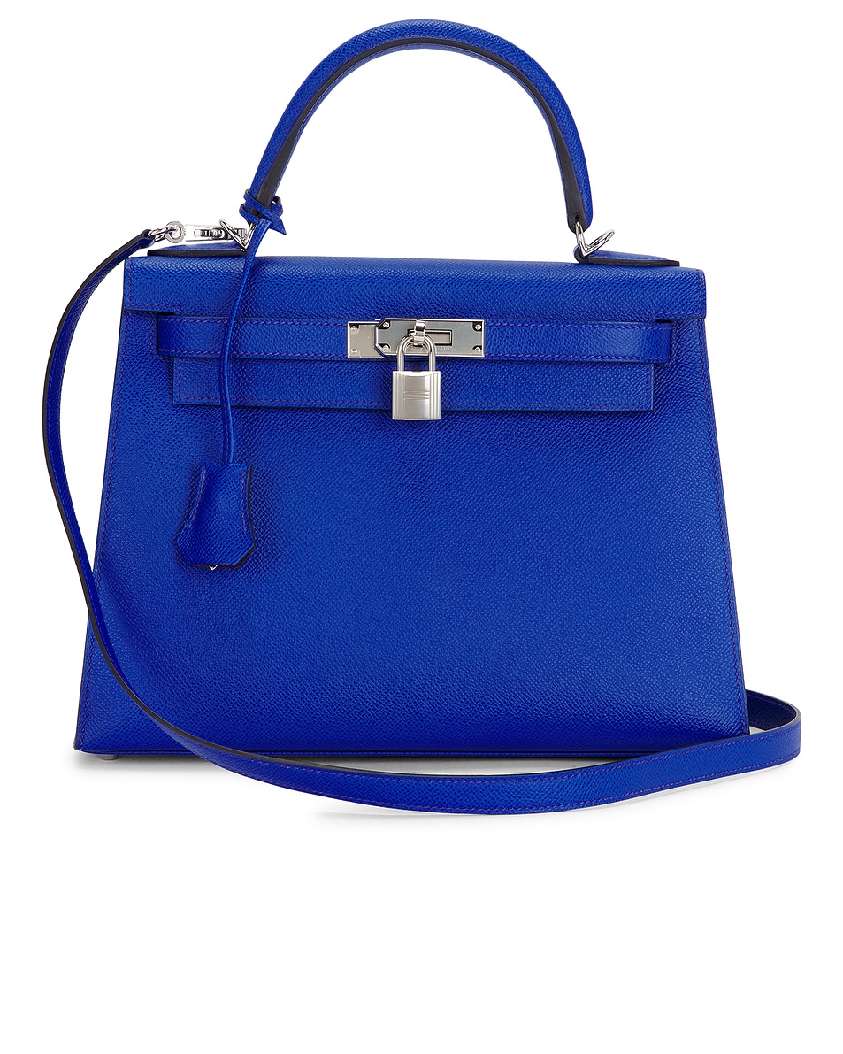 Image 1 of FWRD Renew Hermes Epsom Kelly 28 Sellier Handbag in Bleu Electrique