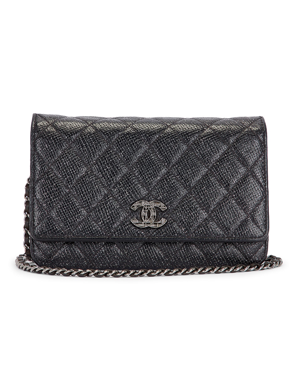 Image 1 of FWRD Renew Chanel Glitter Wallet On Chain in Black