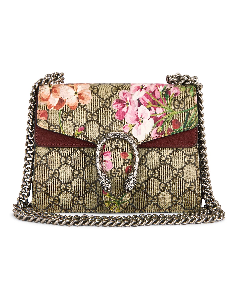 Image 1 of FWRD Renew Gucci GG Blooms Mini Dionysus Shoulder Bag in Beige