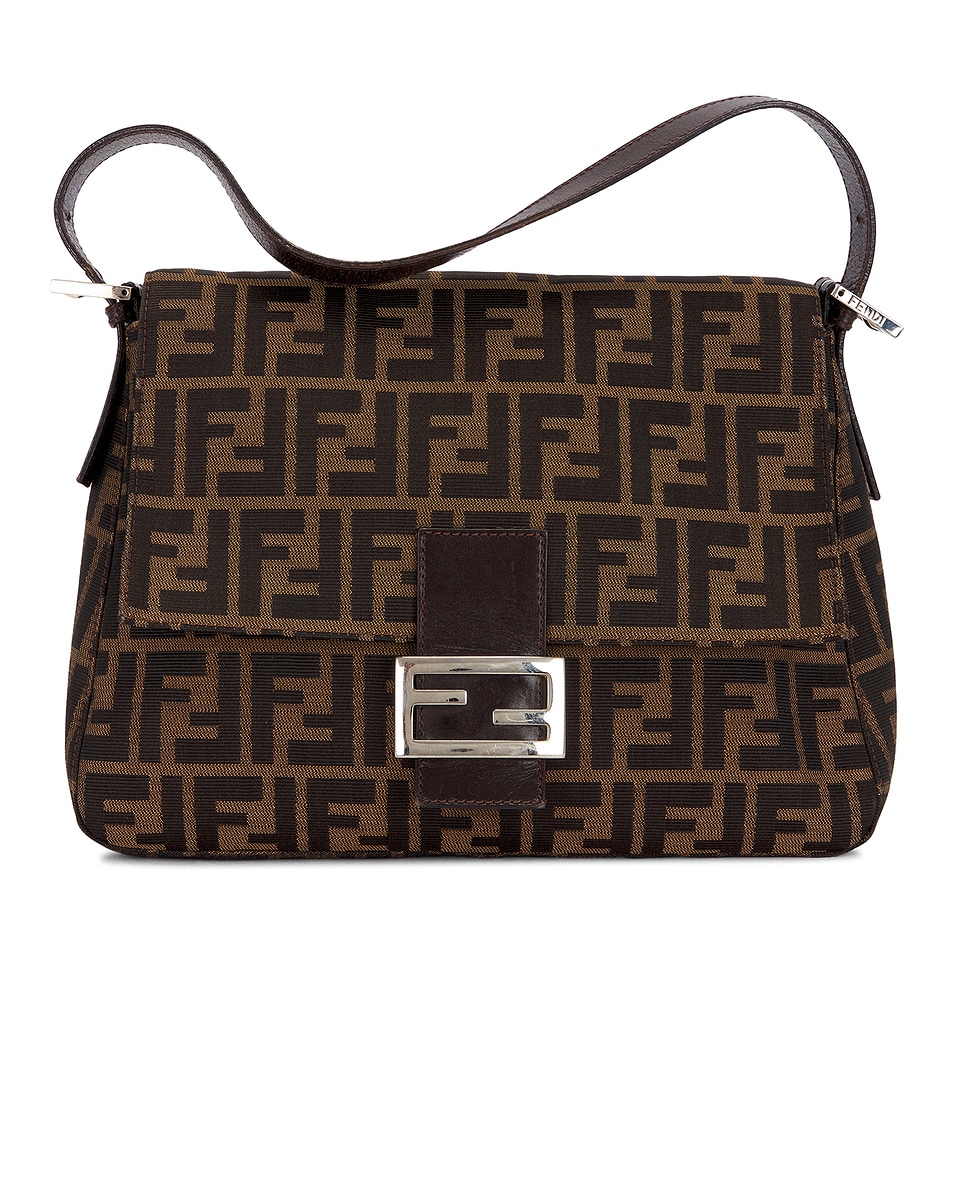 Image 1 of FWRD Renew Fendi Zucca Mama Baguette Shoulder Bag in Tobacco Brown