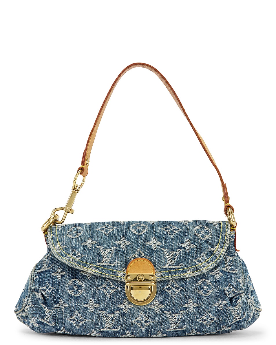 Image 1 of FWRD Renew Louis Vuitton Denim Monogram Mini Pleaty Shoulder Bag in Blue