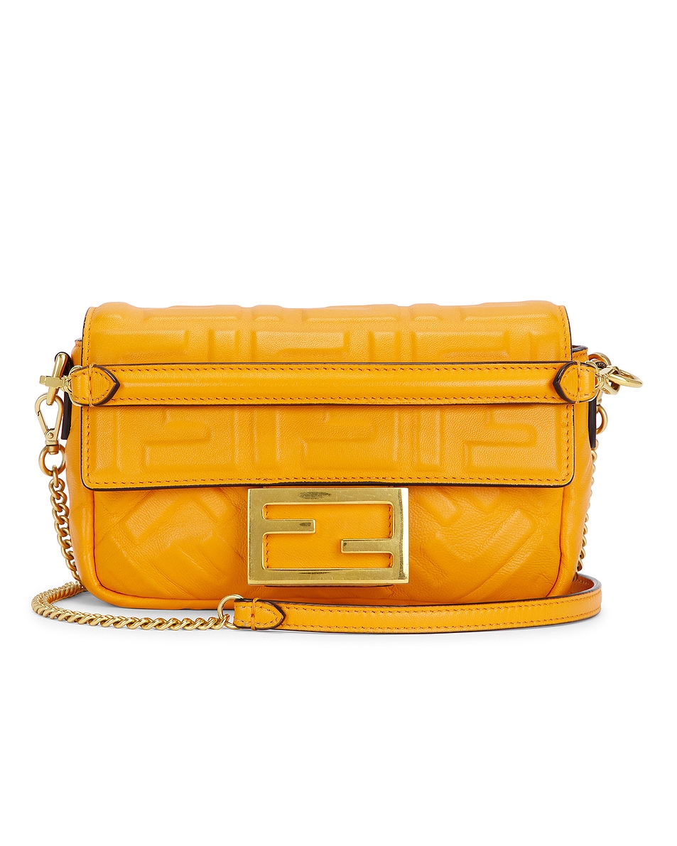 Image 1 of FWRD Renew Fendi FF Embossed 1974 Baguette Shoulder Bag in Orange