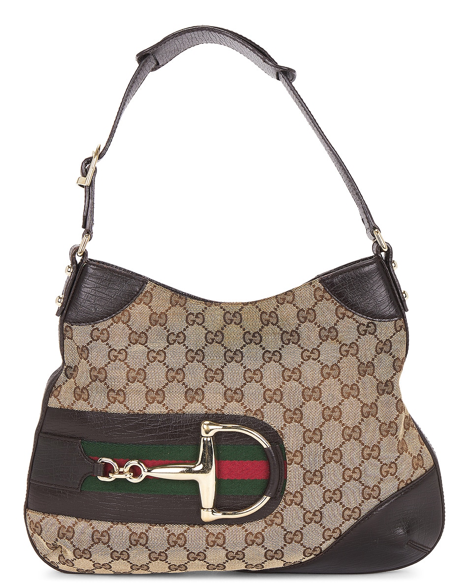 Image 1 of FWRD Renew Gucci Hasler Horsebit Hobo Bag in Beige