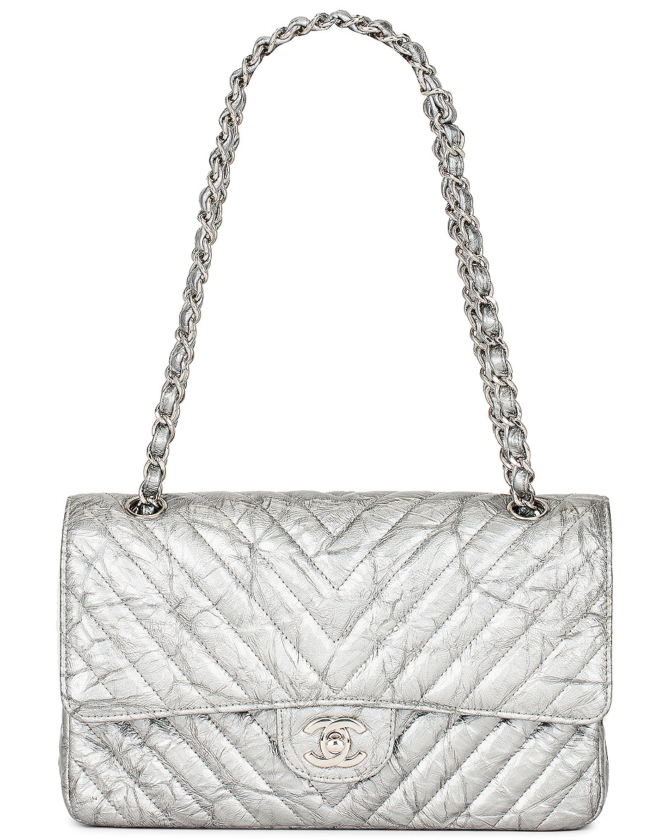 Image 1 of FWRD Renew Chanel V Stitch Chain Shoulder Bag in Silver