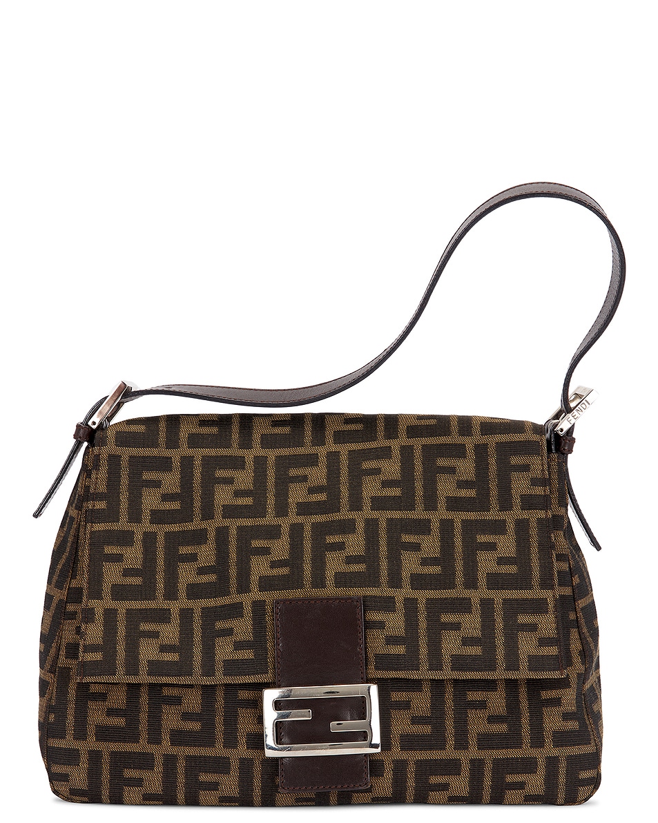 Image 1 of FWRD Renew Fendi Zucca Mama Forever Baguette Shoulder Bag in Tobacco Brown