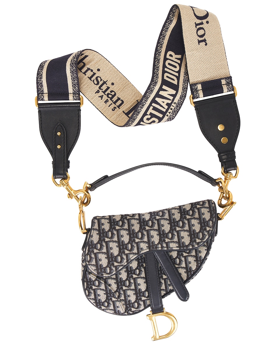 Image 1 of FWRD Renew Dior Oblique Trotter Saddle Bag in Navy
