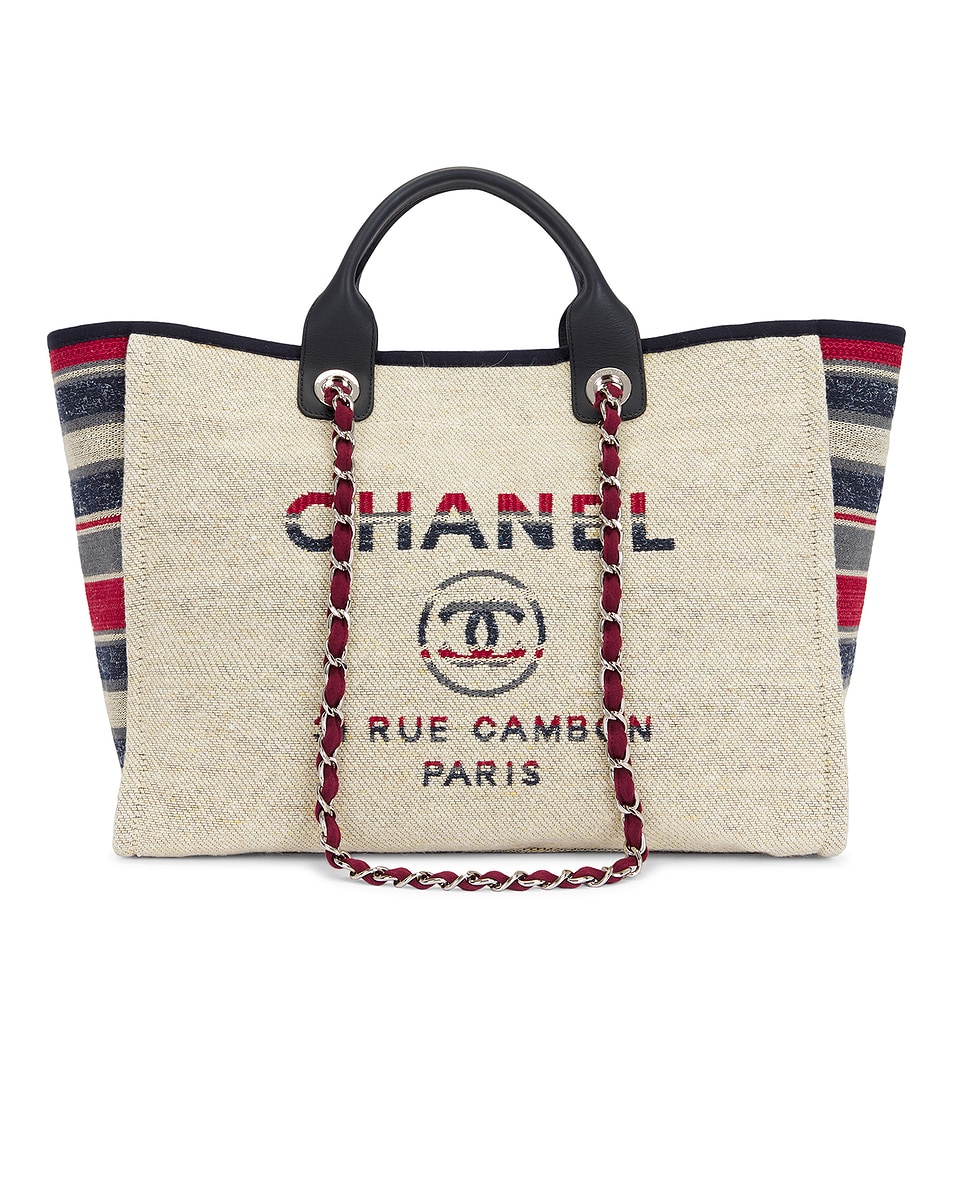 Image 1 of FWRD Renew Chanel Deauville MM Tote Bag in Beige