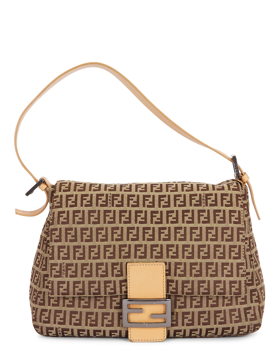 Image 1 of FWRD Renew Fendi Zucchino Mama Baguette Shoulder Bag in Beige