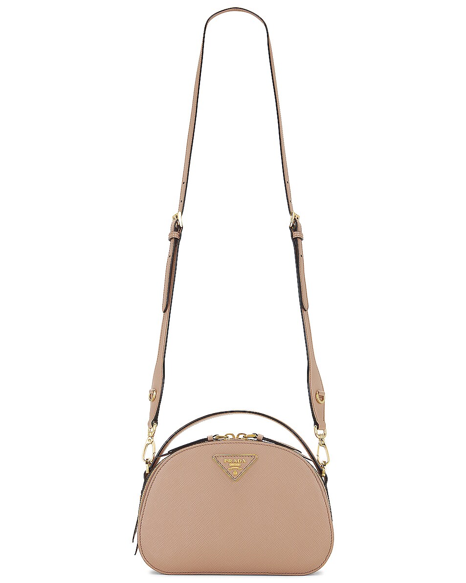 Image 1 of FWRD Renew Prada Saffiano Lux Odette Crossbody Bag in Brown
