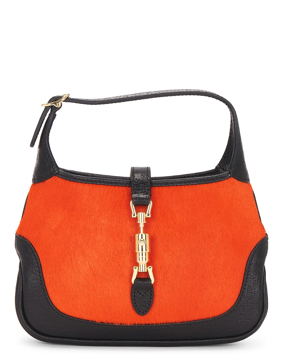 Image 1 of FWRD Renew Gucci Calf Hair Mini Jackie 1961 Hobo Bag in Red