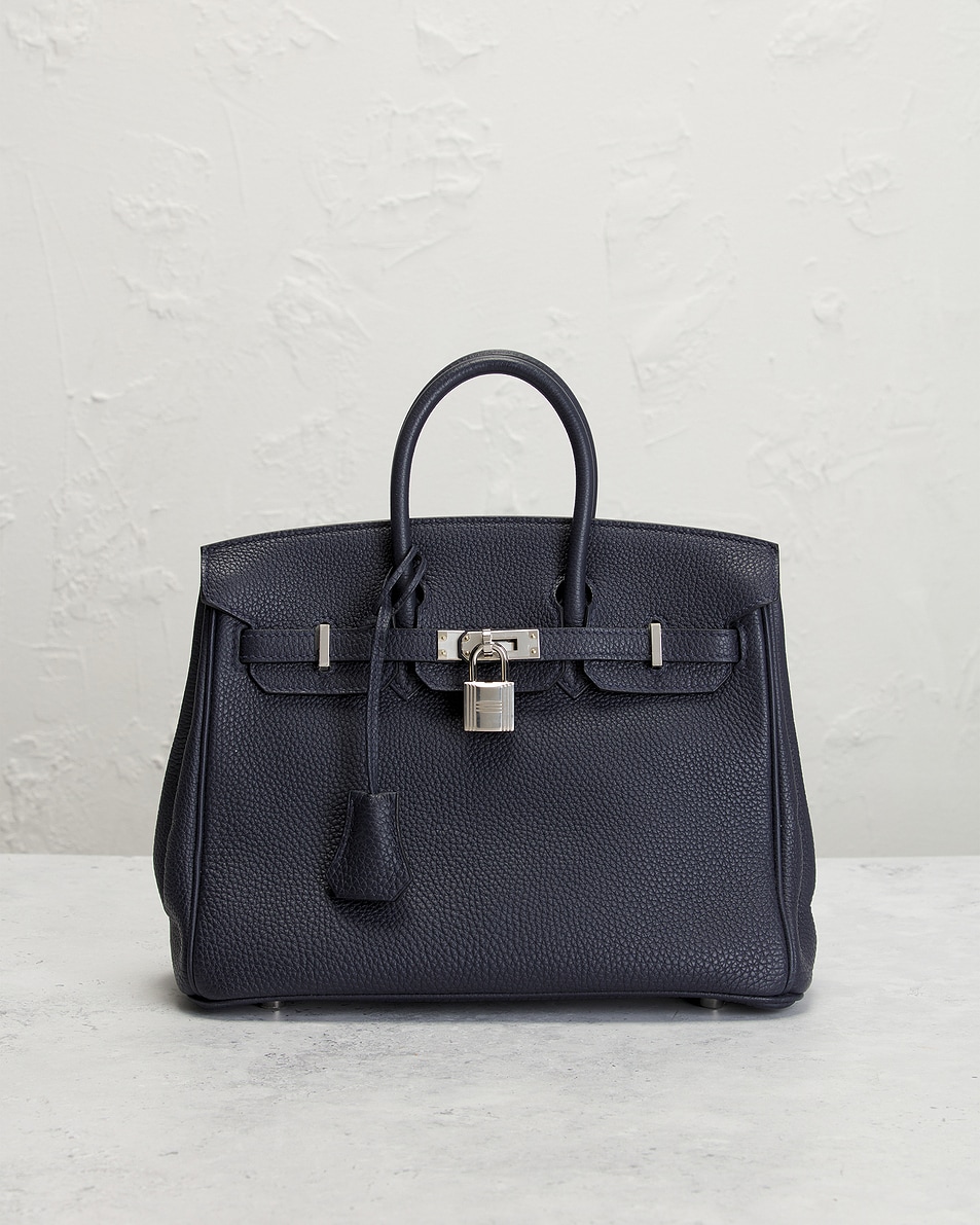 Image 2 of FWRD Renew Hermes Togo Birkin 25 Handbag in Bleu Encre