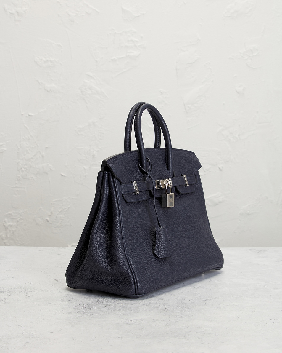 Image 4 of FWRD Renew Hermes Togo Birkin 25 Handbag in Bleu Encre