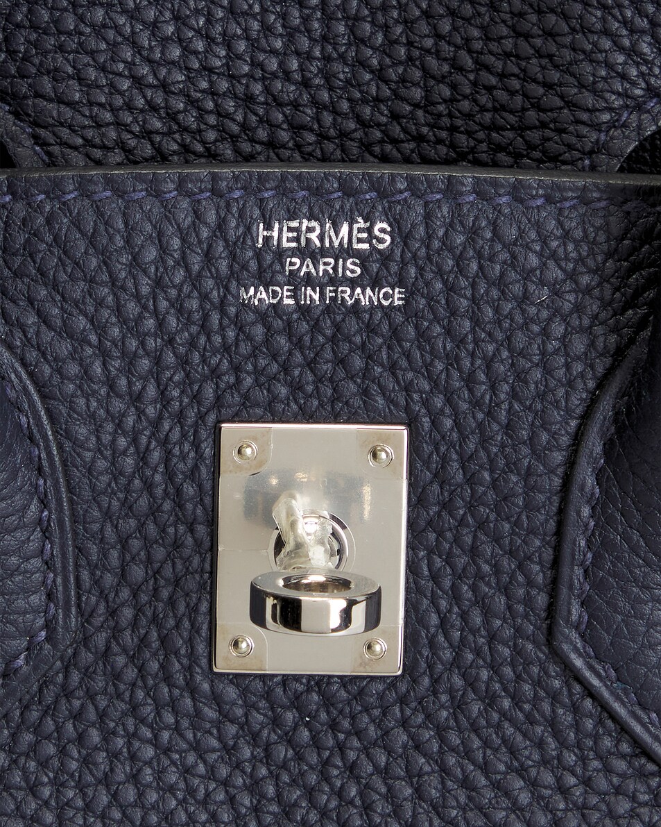 Image 5 of FWRD Renew Hermes Togo Birkin 25 Handbag in Bleu Encre
