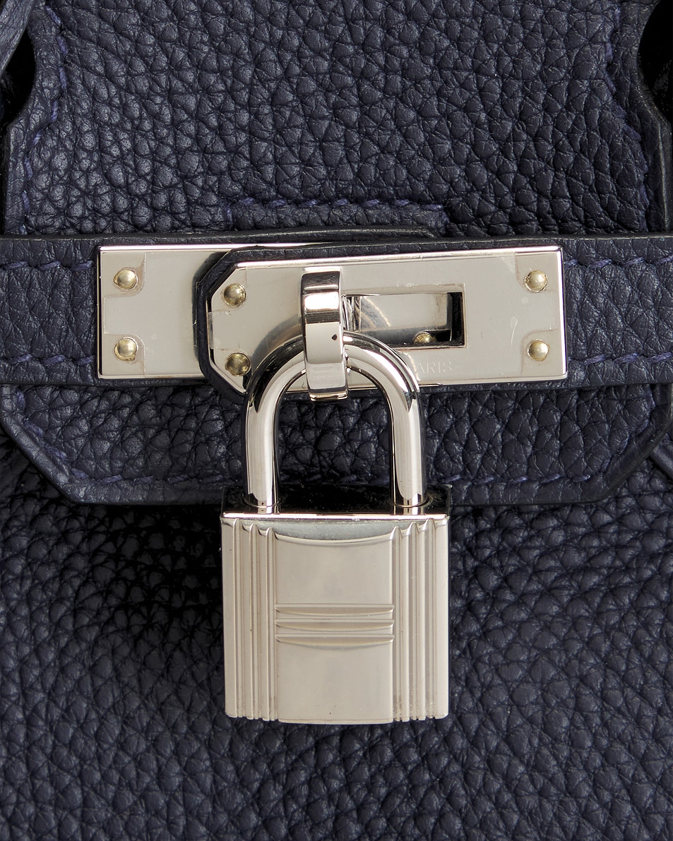 Image 6 of FWRD Renew Hermes Togo Birkin 25 Handbag in Bleu Encre