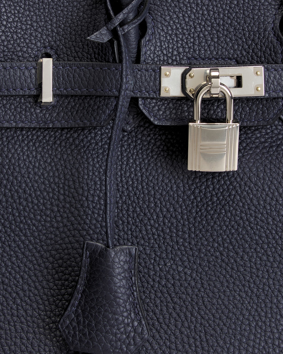 Image 7 of FWRD Renew Hermes Togo Birkin 25 Handbag in Bleu Encre