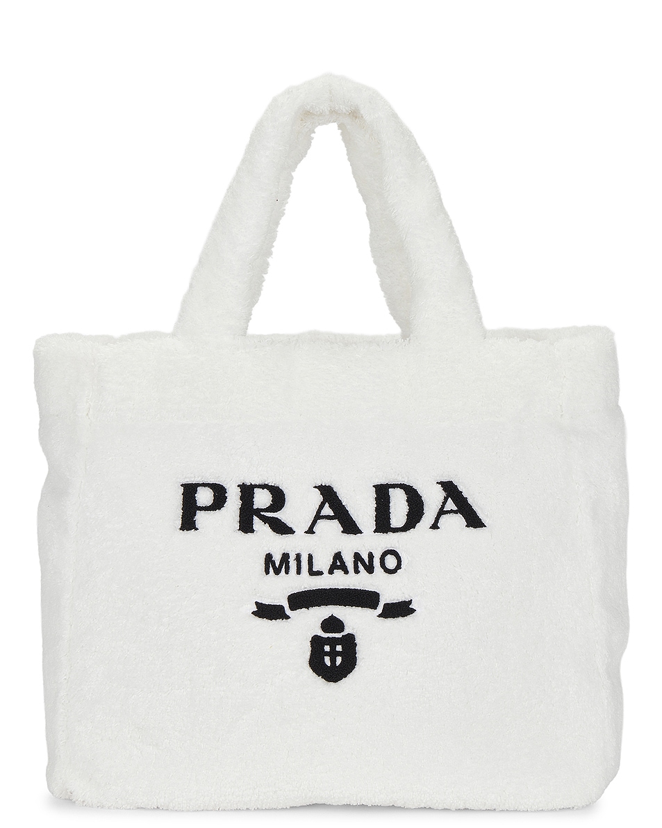 Image 1 of FWRD Renew Prada Terry Logo Tote Bag in White