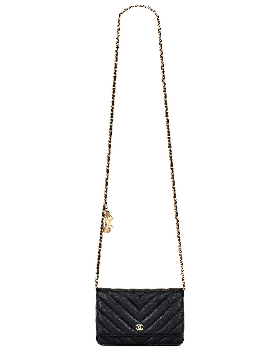 Image 1 of FWRD Renew Chanel Chevron Caviar Wallet On Chain Bag in Black