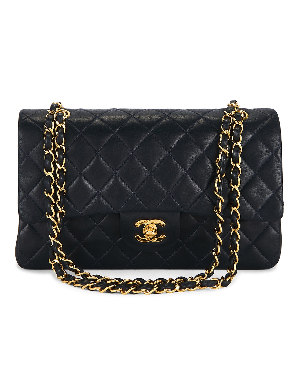 Image 1 of FWRD Renew Chanel Lambskin Classic Flap Bag in Navy