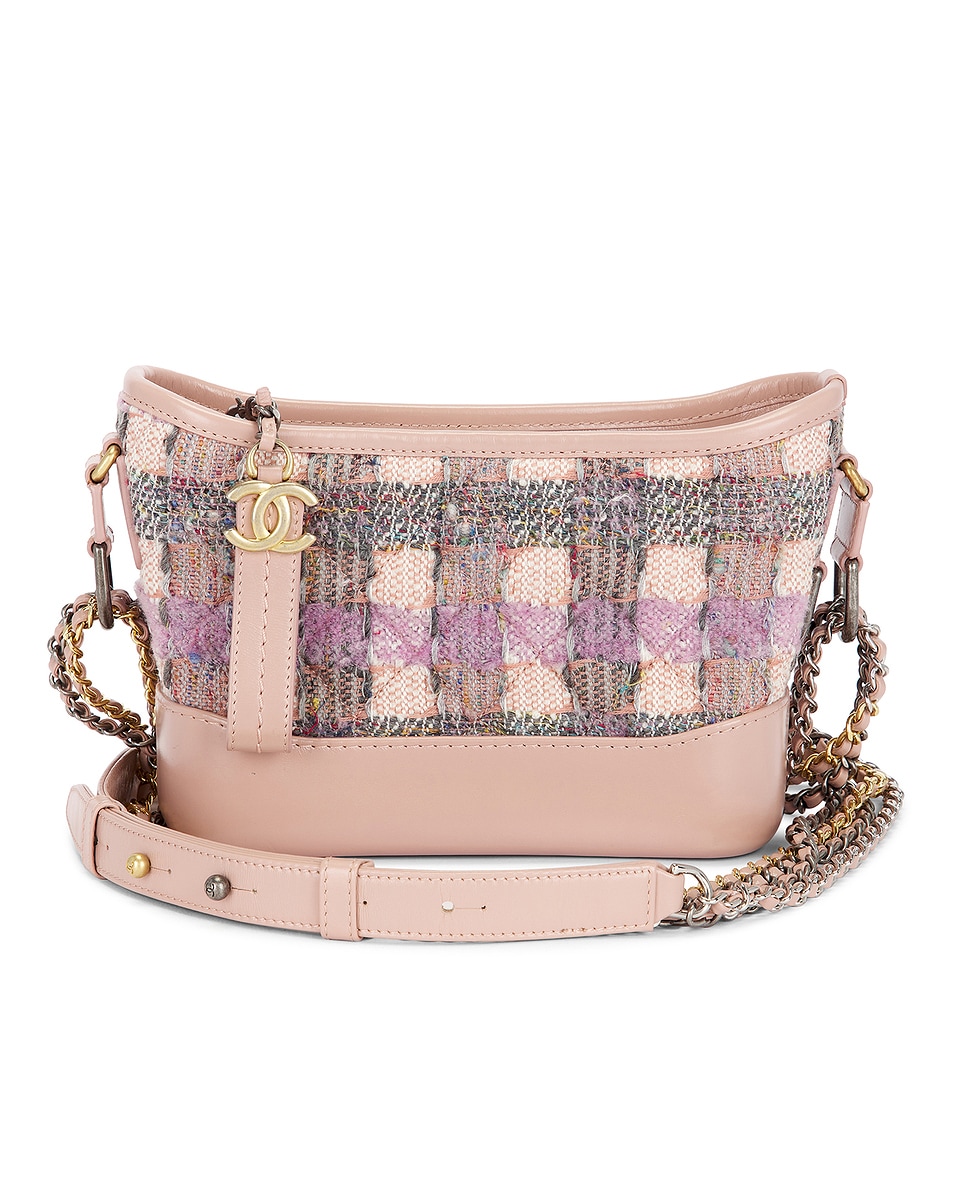 Image 1 of FWRD Renew Chanel Tweed Small Gabrielle Hobo Bag in Pink