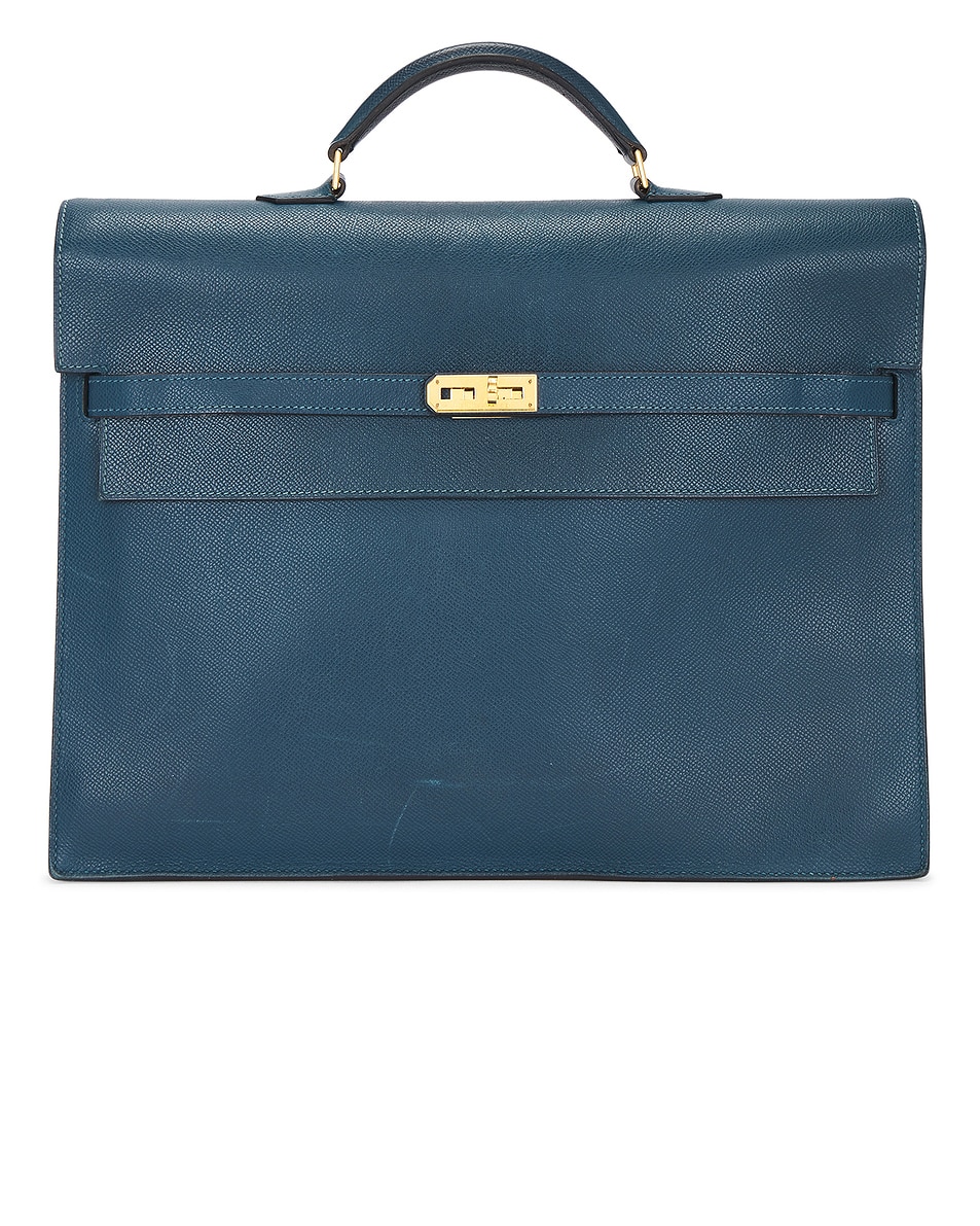 Image 1 of FWRD Renew Hermes Veau Epsom Kelly Briefcase in Bleu Jean