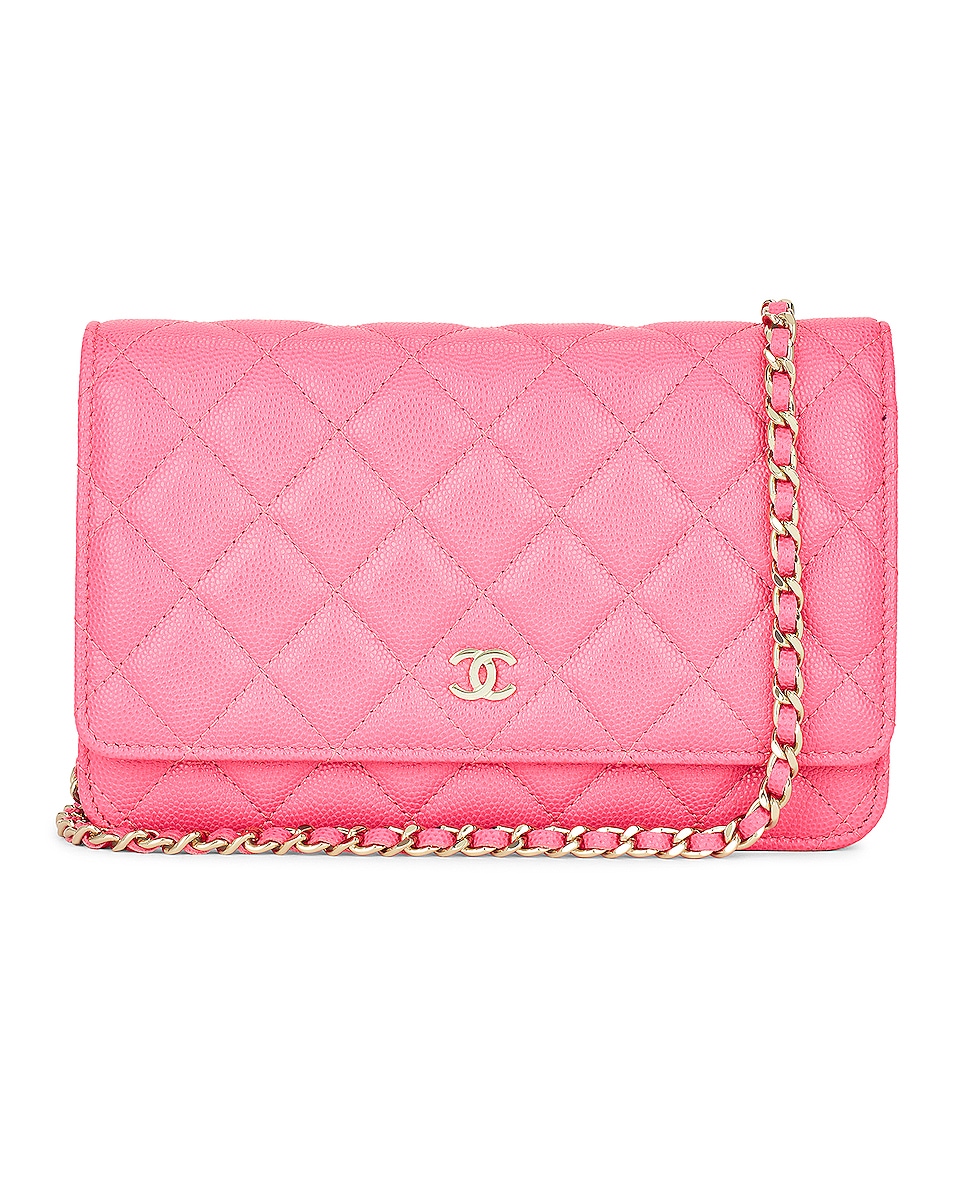 Image 1 of FWRD Renew Chanel Caviar Quilted Wallet On Chain Bag in Pink