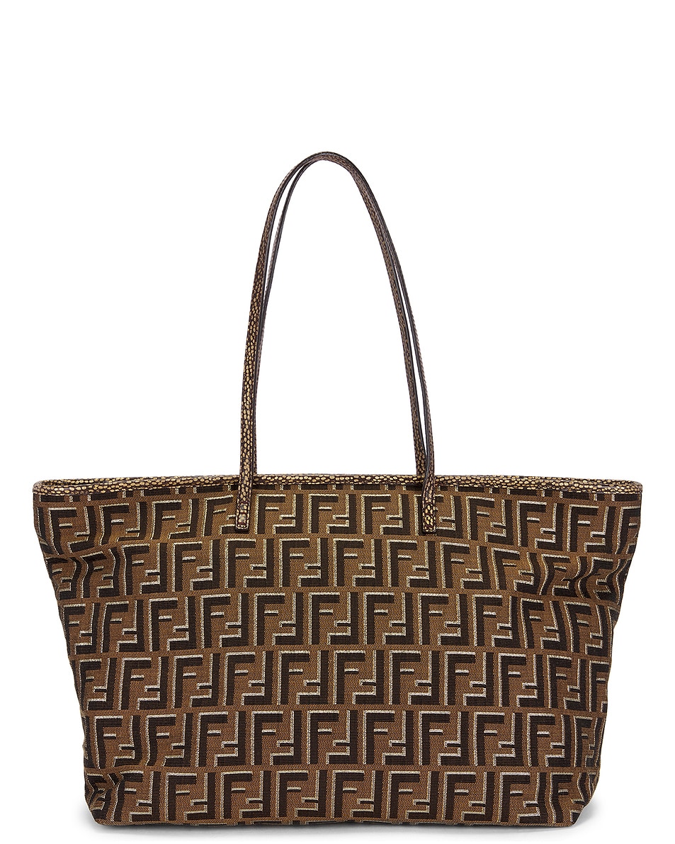 Image 1 of FWRD Renew Fendi Zucca Roll Tote Bag in Brown